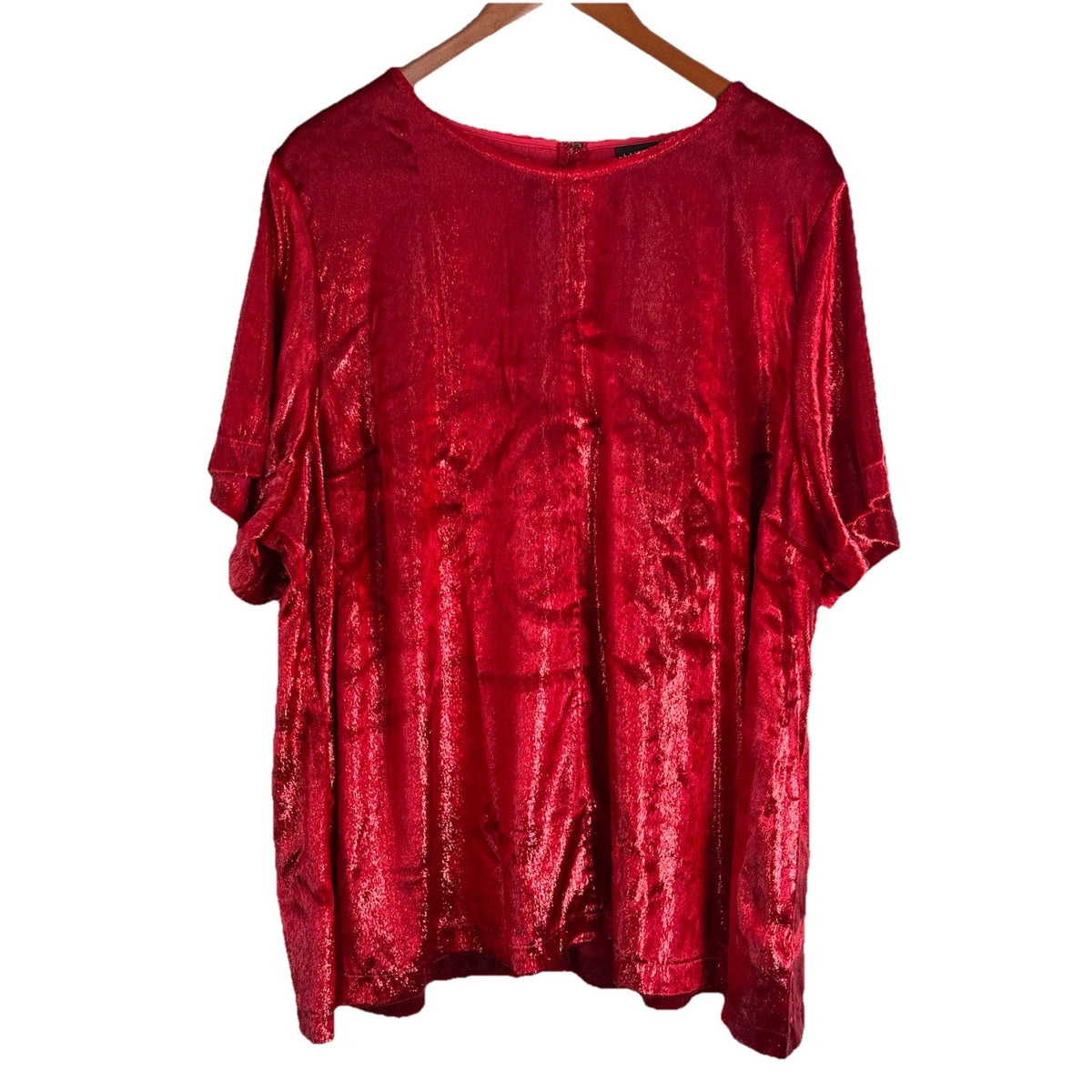 Lane Bryant Red Velvet Short Sleeve Women’s Blouse Top Size 24 Stretch