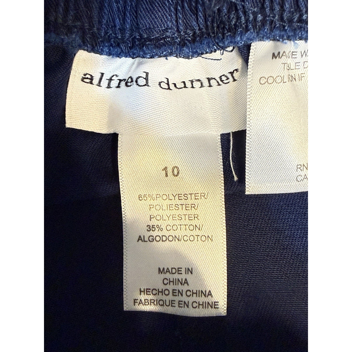 Alfred Dunner Womens Size 10 Pull On Pants Elastic Waist Navy Blue NWT