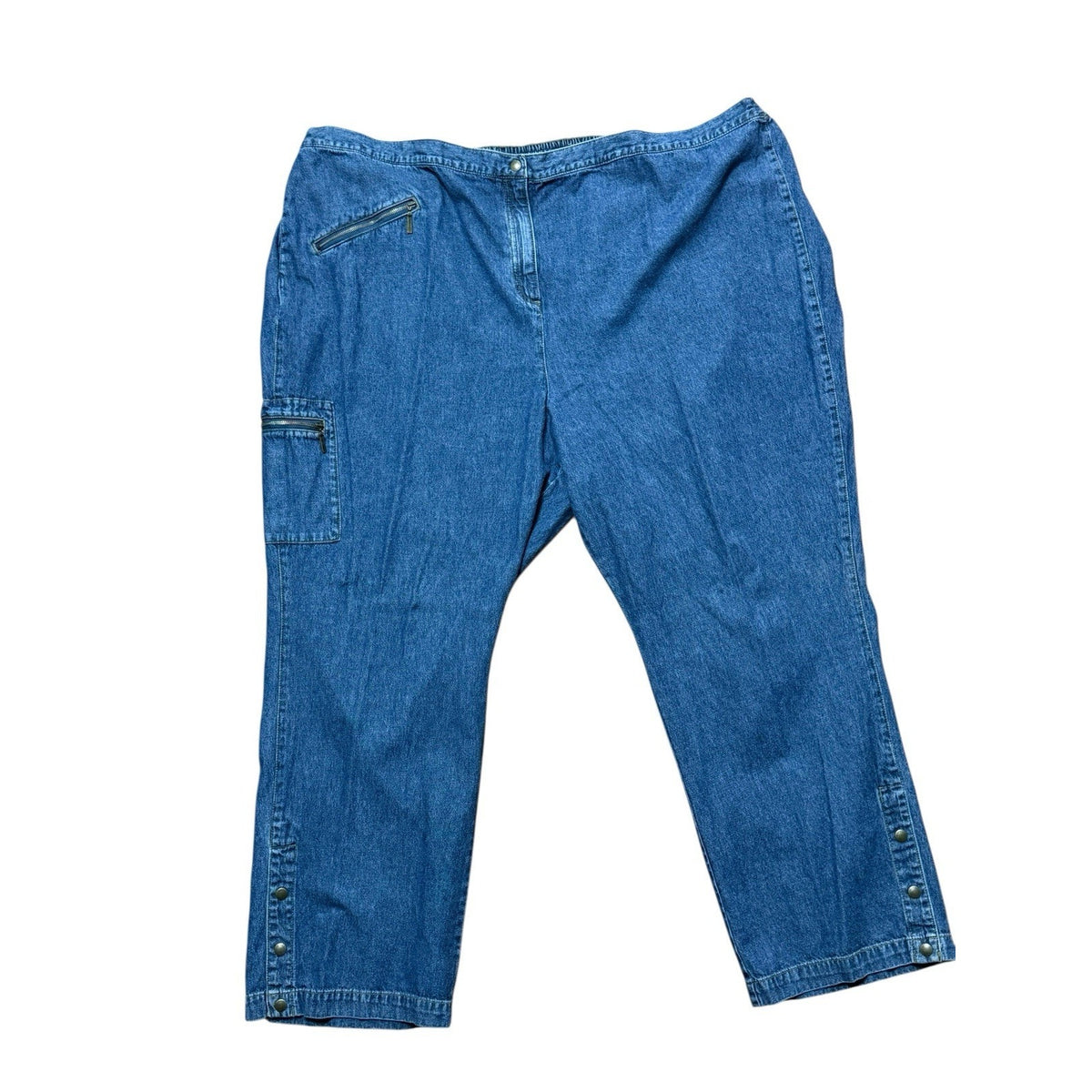 Liz & Me Women’s 4X Denim Pants 30/32 Zipper Button Cargo Style Zip