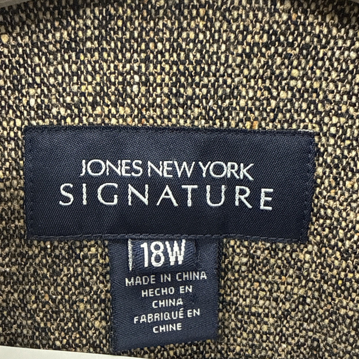 Jones New York Signature 18W Wool Silk Blazer Brown Tweed Dark Academia Plus