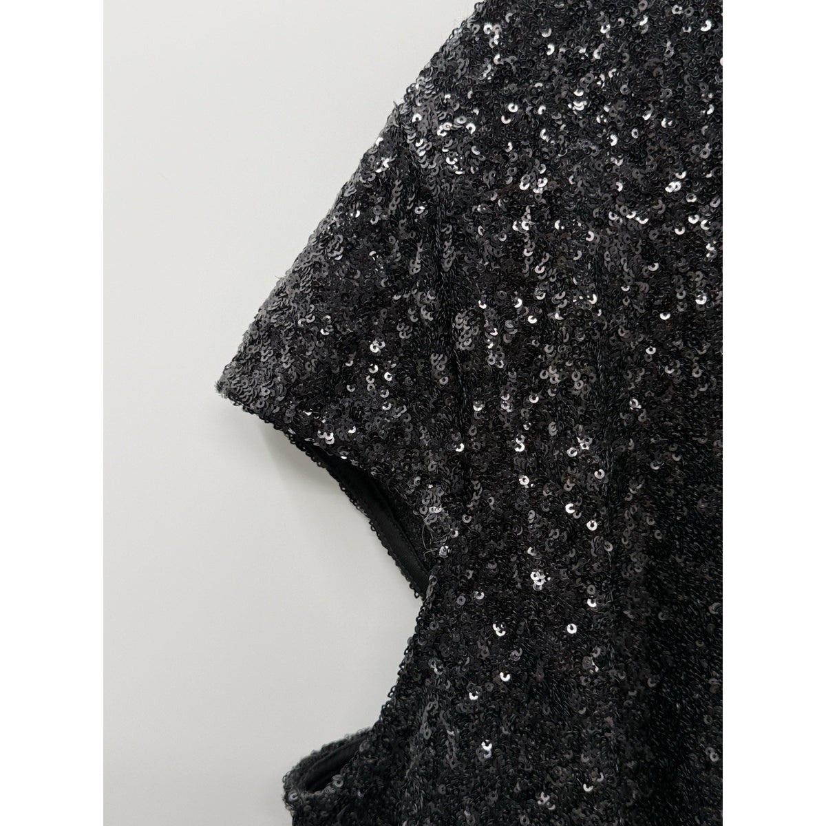 ASOS Curve Black Sequin Peplum Top Plus Size US 20 Short Sleeve Back Zip Party