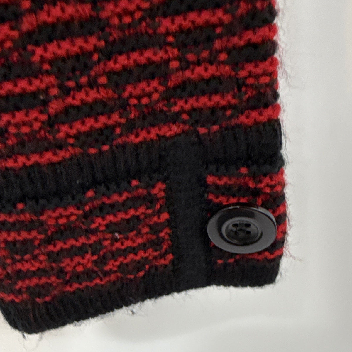 Karen Scott Sport Women’s Cardigan Sweater L Red/Black Knit Acrylic Button