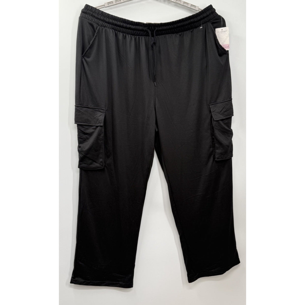 No Comment Plus 3X Cargo Pants Pull On Elastic Waist Black Stretch NWT