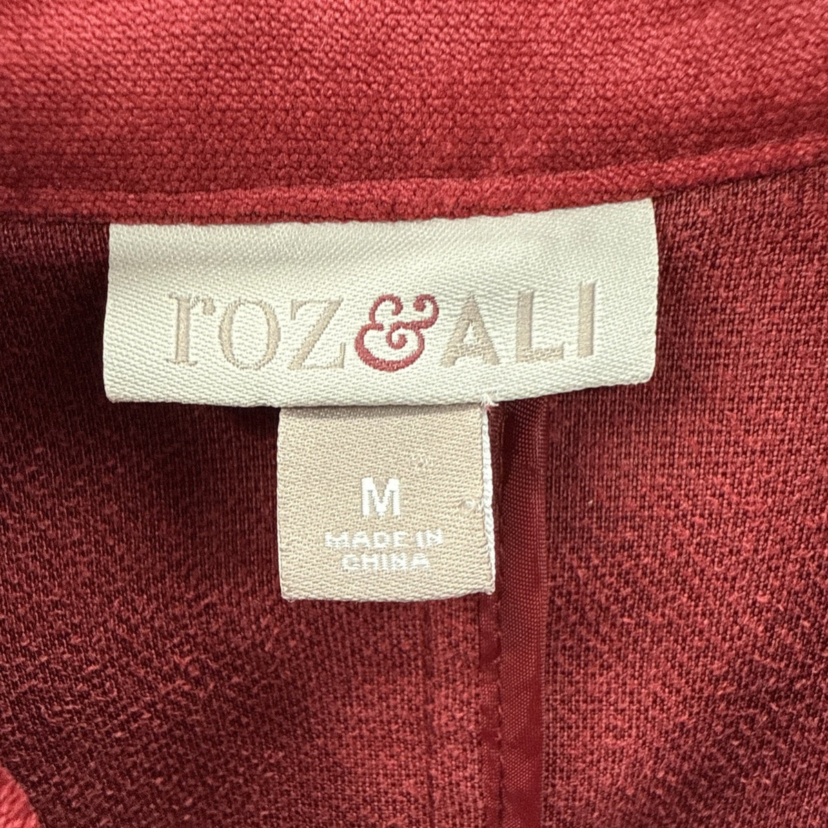 Roz & Ali Red Faux Suede Blazer Jacket Womens M Military Hook Front Lightweight
