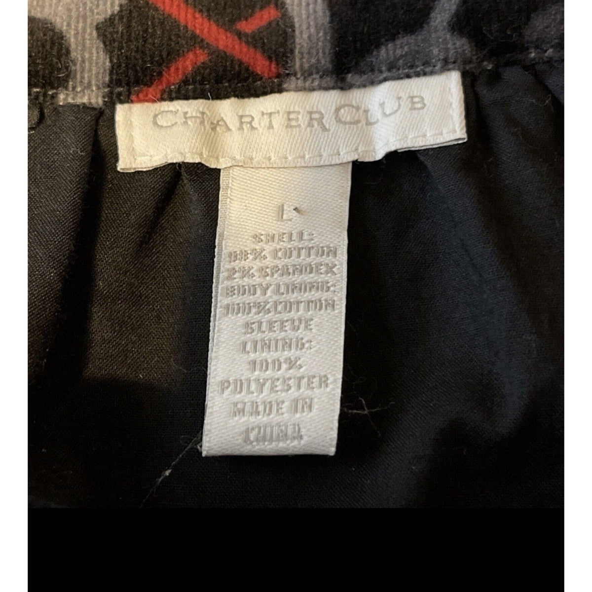 CHARTER CLUB WOMENS BLACK GREY RED STRETCH COTTON CORDUROY JACKET SIZE L