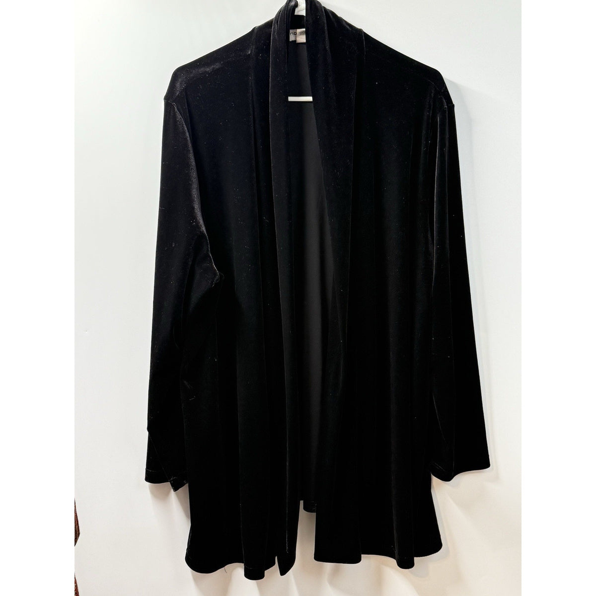 Notations Black Velvet Open Front Cardigan 1X Stretch Drape Whimsigoth