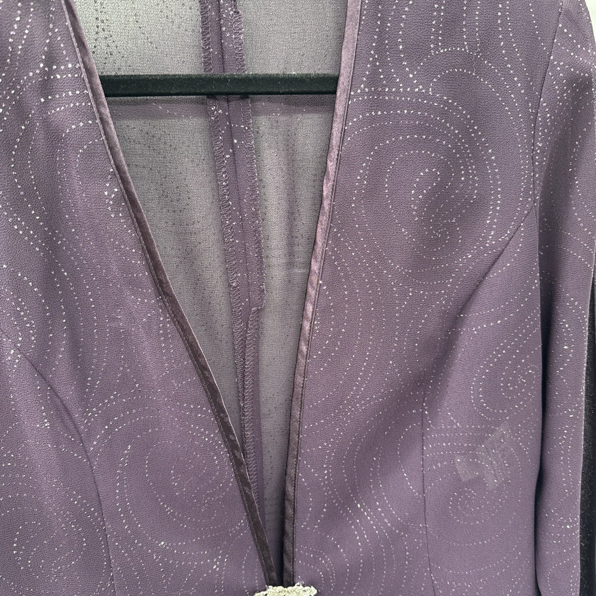 R&M Richards Size 12 Purple Sheer Beaded Glitter Open Front Jacket USA