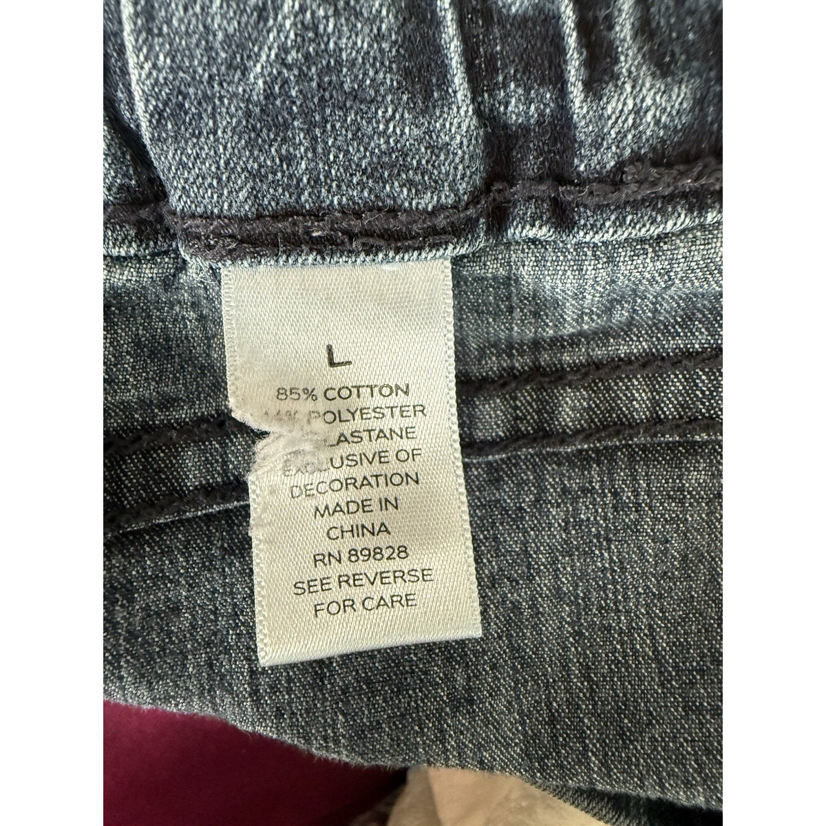 Denim & Co. Original Waist Stretch Regular Side Pocket Pant-Core LARGE