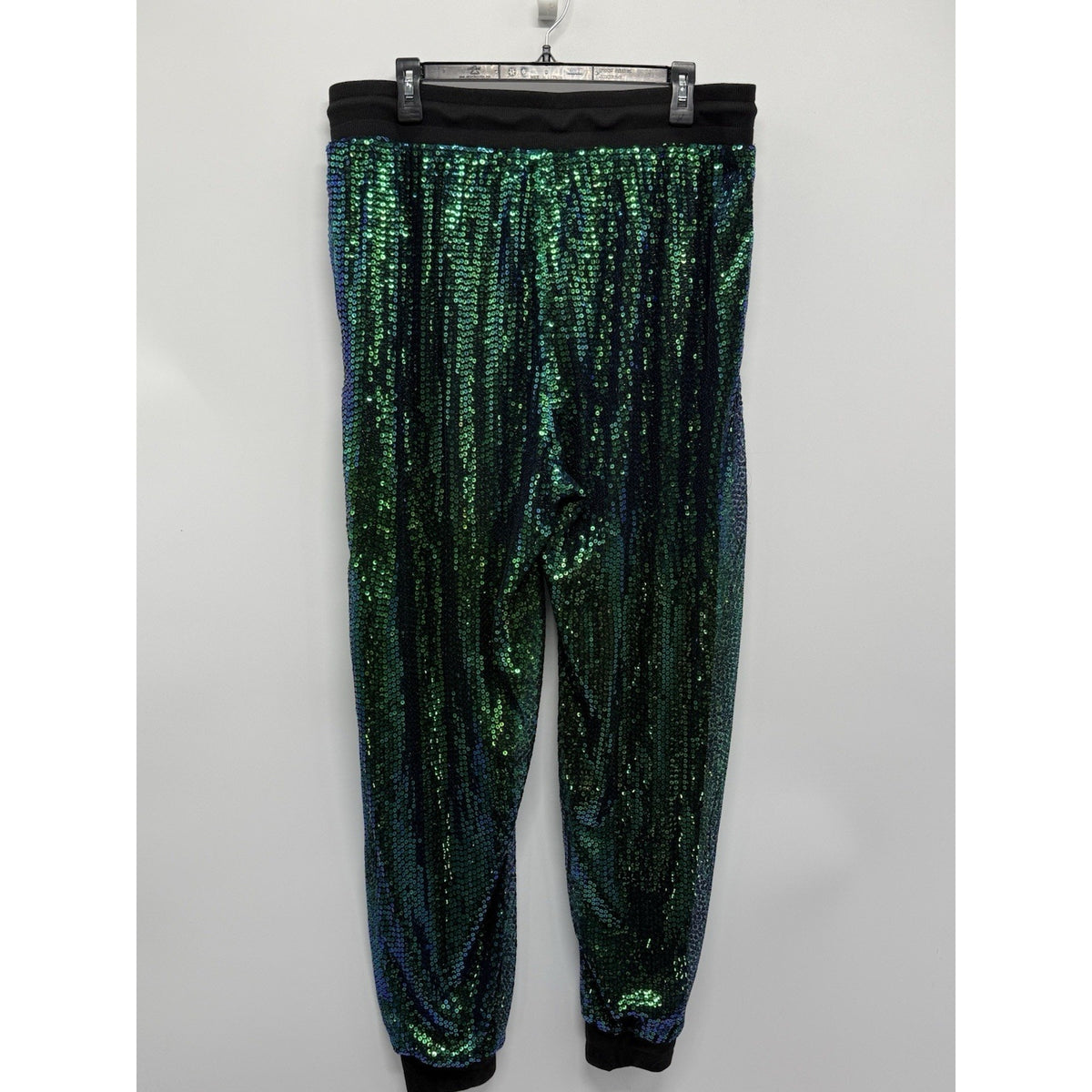 Ashley Stewart Sequin Jogger Pants Womens 18/20 Plus NWT Green Blue Sparkle