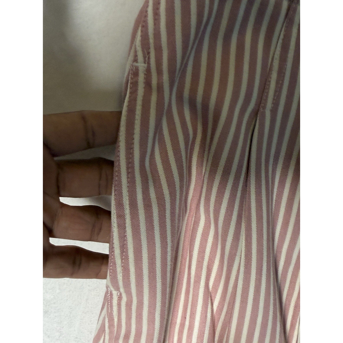 Talbots Petite Skirt 16P NWT Pink White Stripe Button Front Cotton Blend A Line