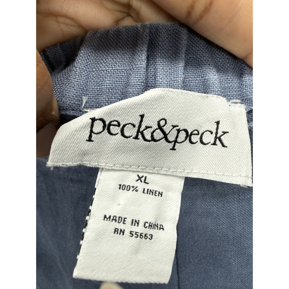 Peck & Peck Blue 100% Linen Straight Leg Pants Womens Lagenlook Coastal Size XL