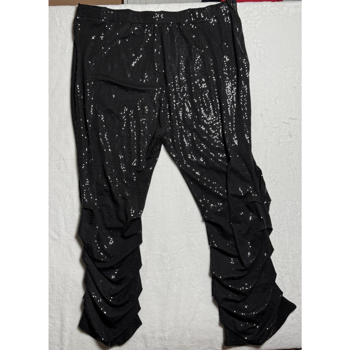 XPlusWear 4XL Black Sequin Ruched Pants Stretch Plus Size NWT Party Club