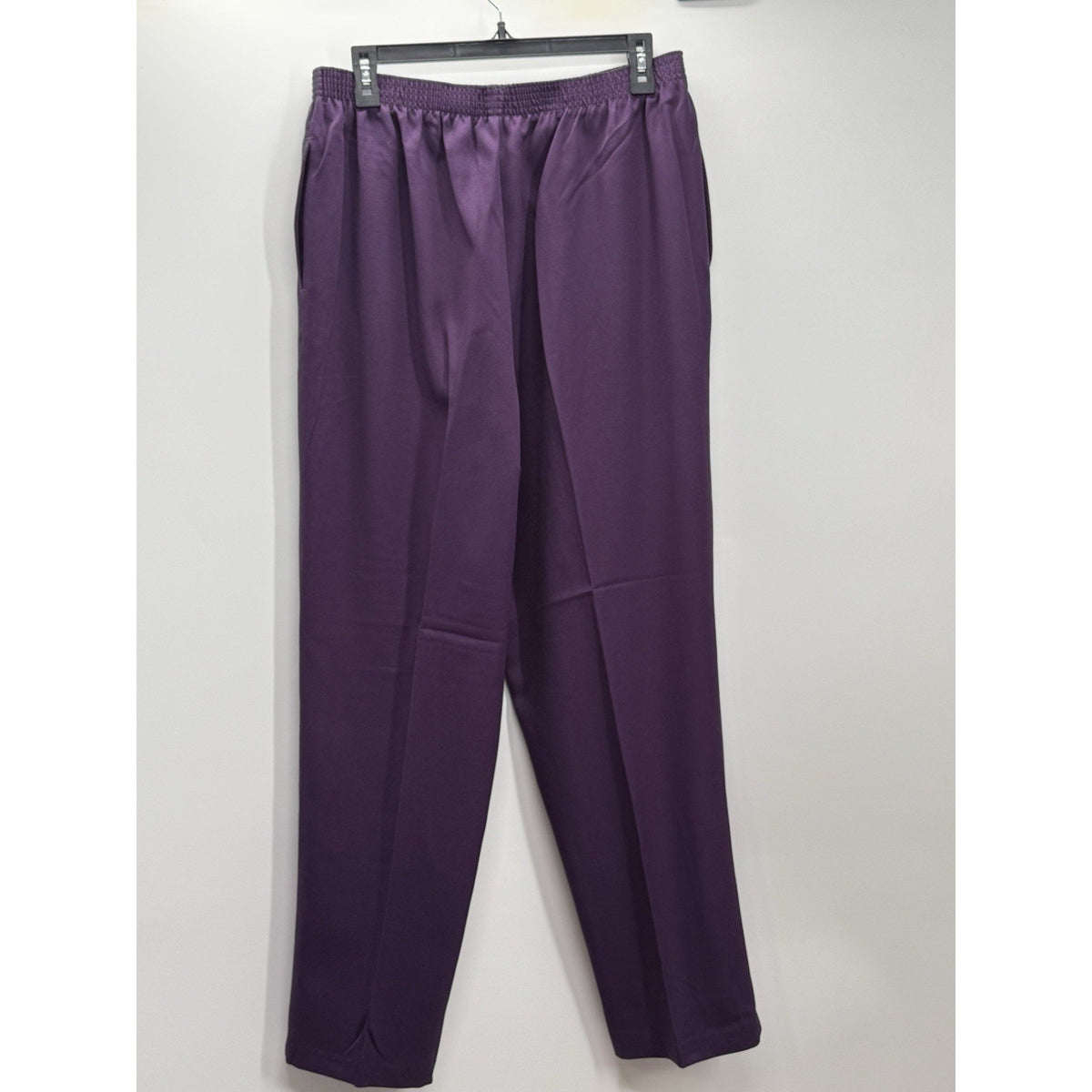 Bonworth Pants Women Size Large Purple Elastic Waist Pull On Pockets Polyester
