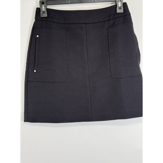 H&M Women’s Black Mini Skirt Gold Zip Pockets Size 6