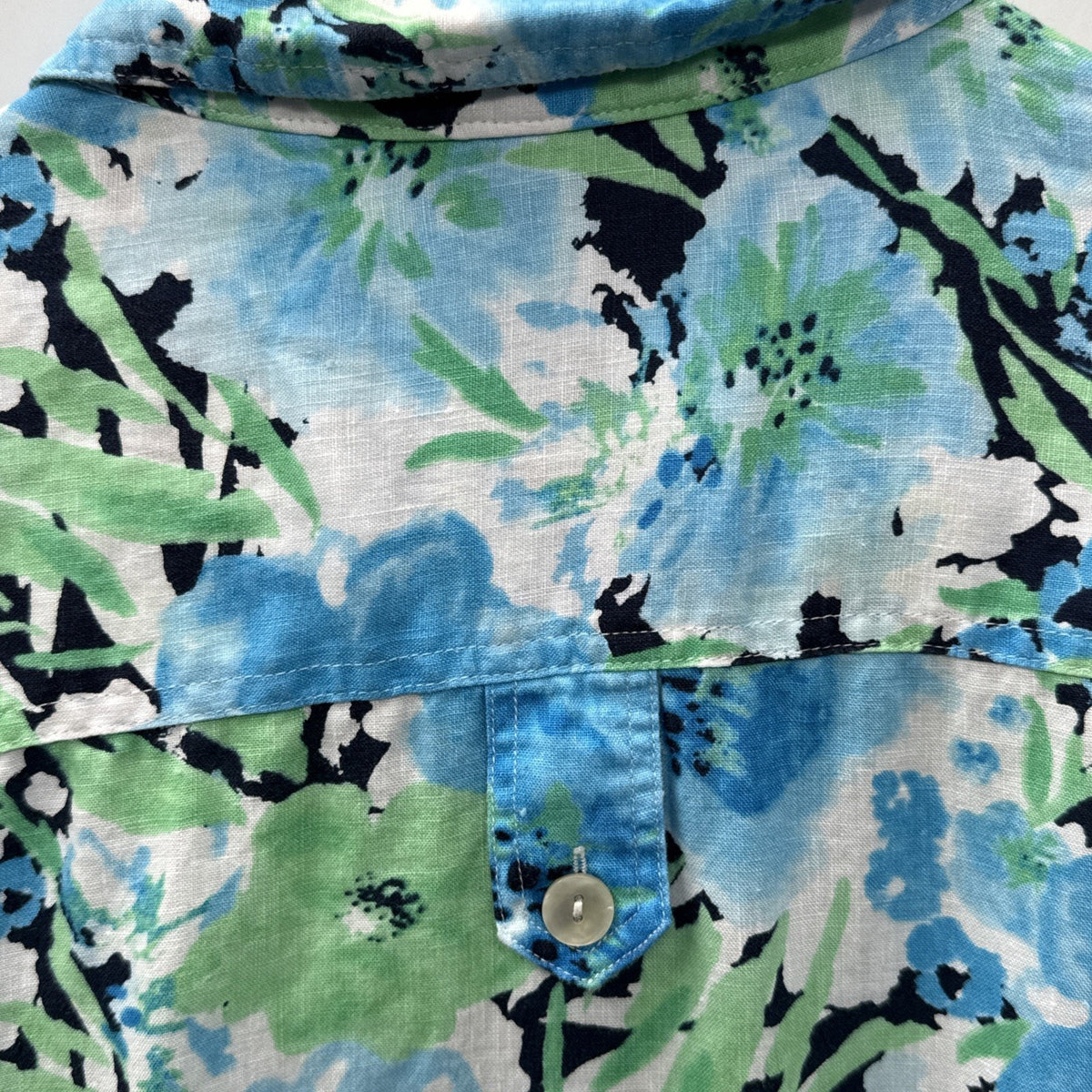 Jones New York Button Up Blouse Women Blue Floral Watercolor Linen Lagenlook 2X