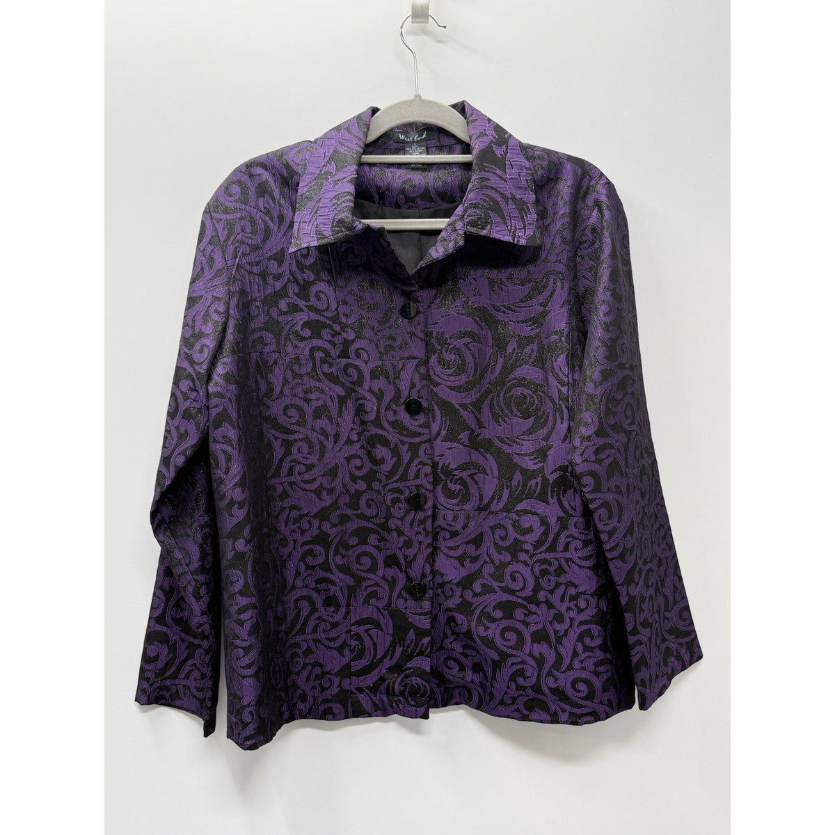 West End Purple Black Jacquard Jacket Women’s Large 4 Button Career Dressy