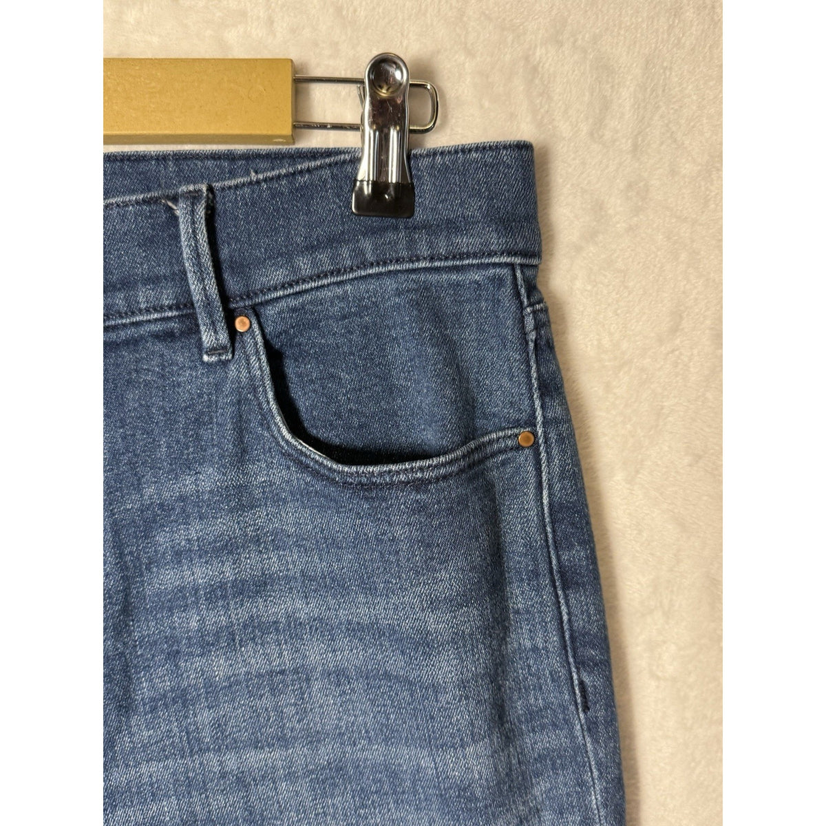 Ann Taylor Factory Jeans Womens 12 Blue High Rise Straight Leg Stretch Denim