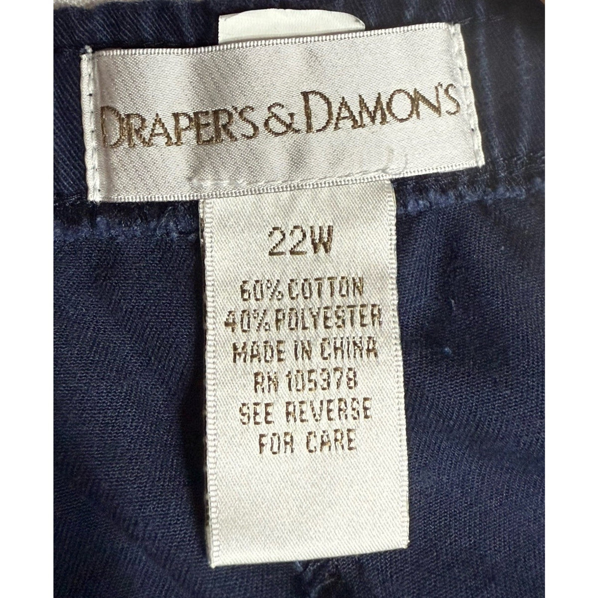 Draper’s & Damon’s Navy Pull-On Shorts 22W Cotton Blend Casual Comfort