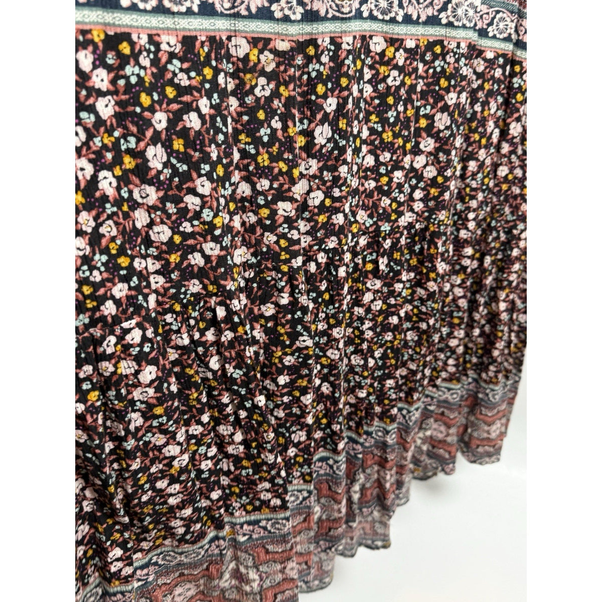 Knox Rose Gauzy Peasant Maxi Dress XS Empire Floral Print Boho Cottage Festival