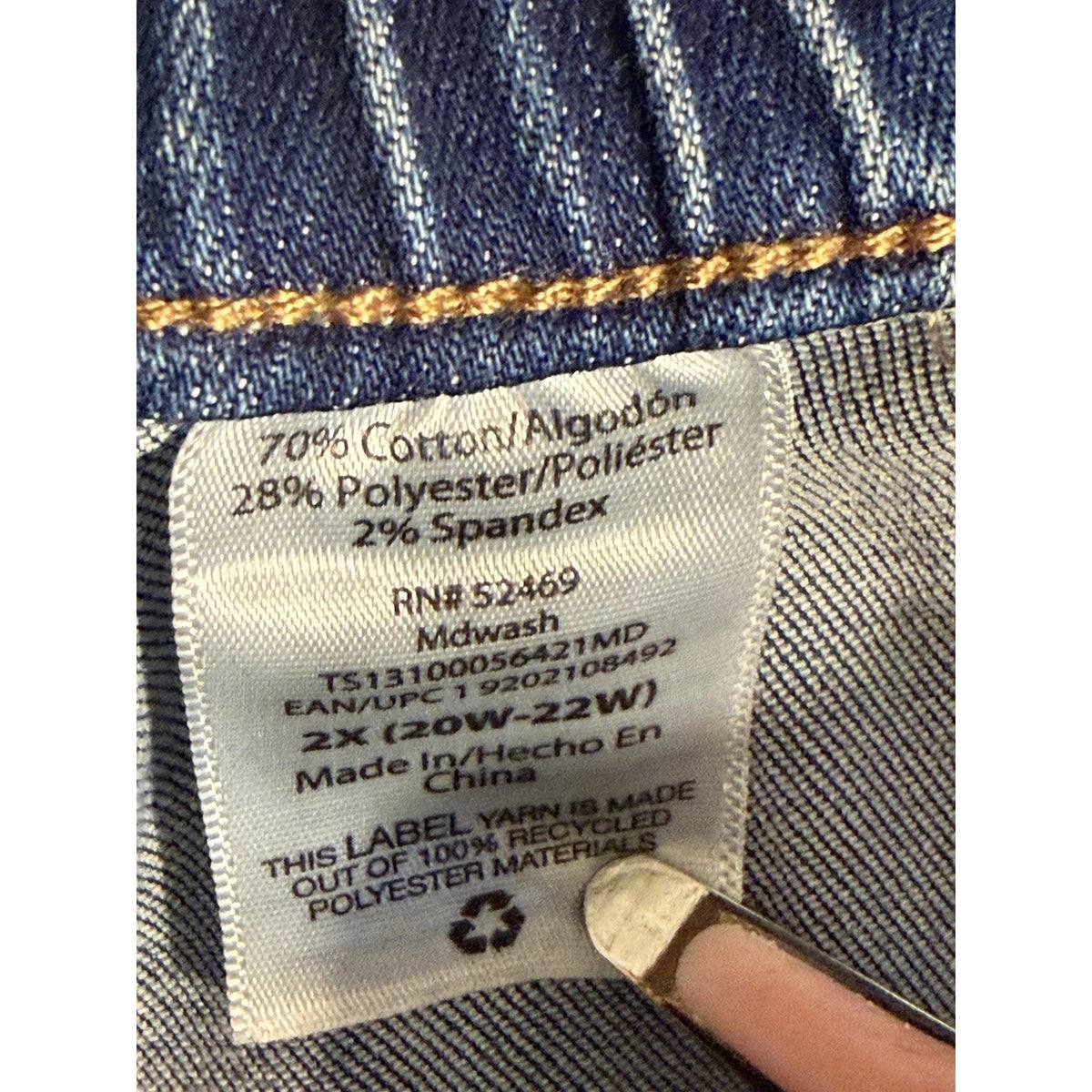 Terra & Sky Women Plus Size 22W Skinny Jeans Slim Fit High Rise Blue Stretch