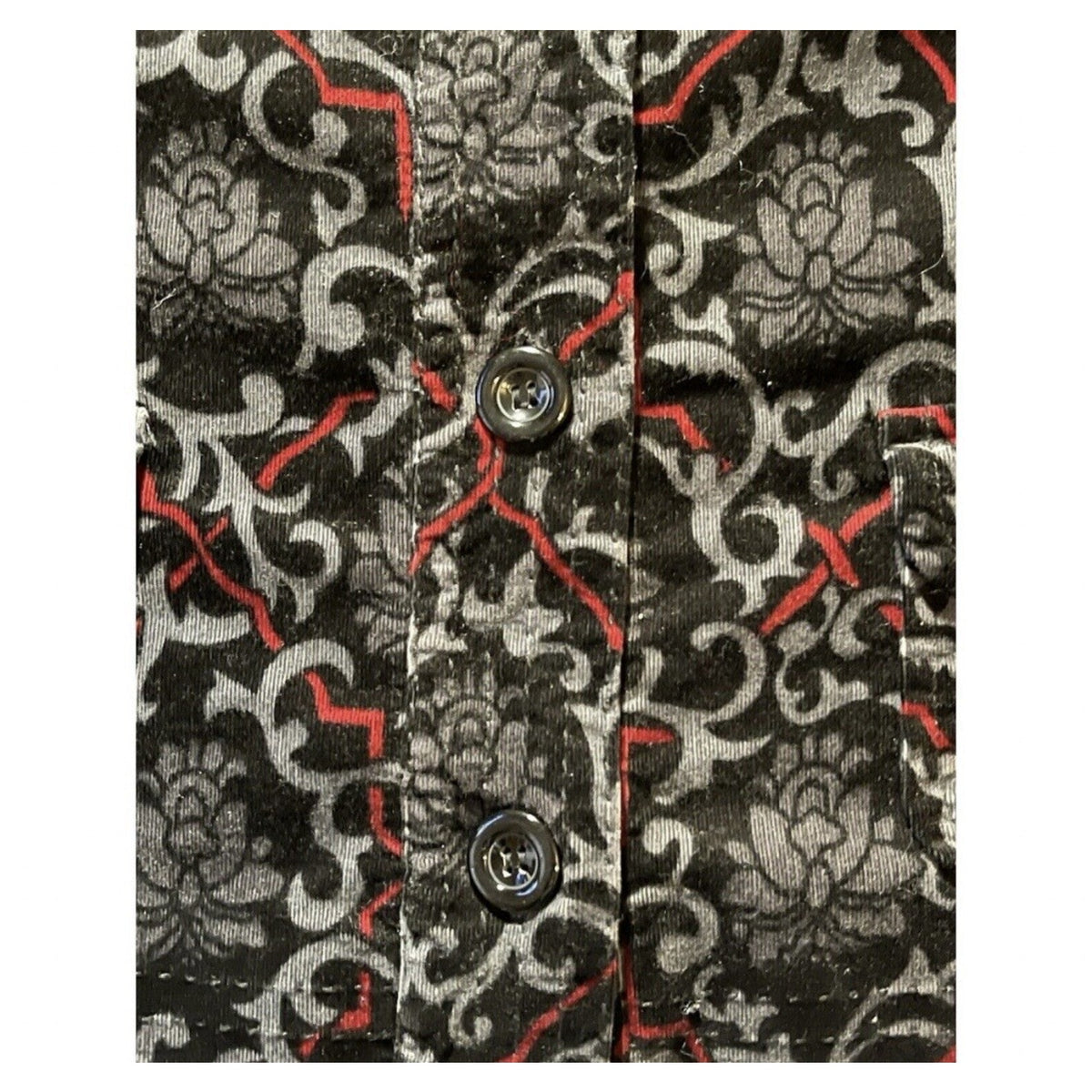 CHARTER CLUB WOMENS BLACK GREY RED STRETCH COTTON CORDUROY JACKET SIZE L