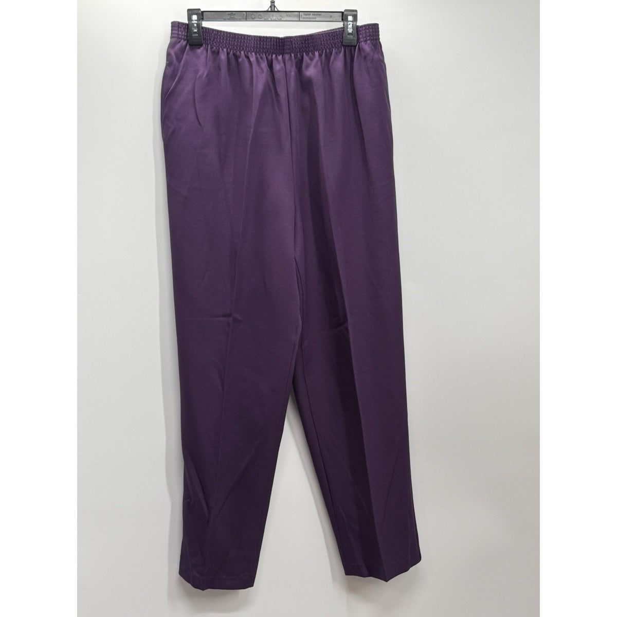 Bonworth Pants Women Size Large Purple Elastic Waist Pull On Pockets Polyester