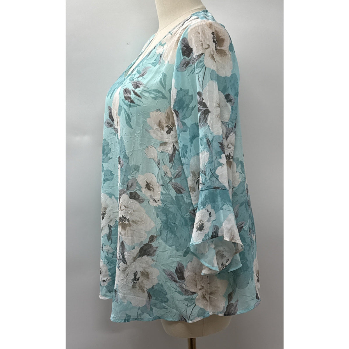 Sarah Michelle Women’s Blue Floral Blouse Plus Size 2X
