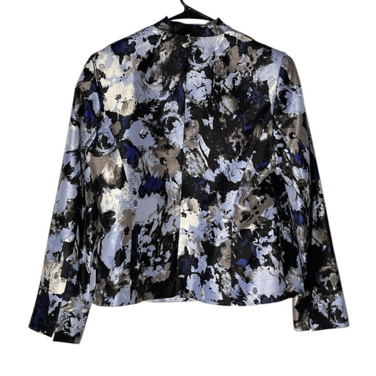 Kasper Women Abstract Floral blazer blue Gray White Career Workwear Size 10