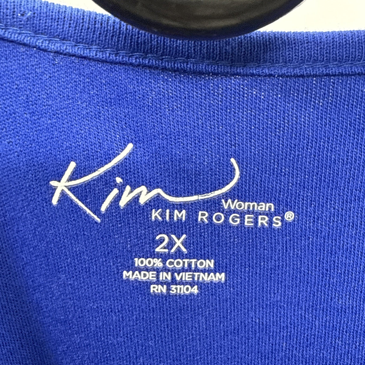 Kim Rogers Blue Shirt Women’s Plus Top Size 2X Casual 3/4 Sleeves 100% Cotton