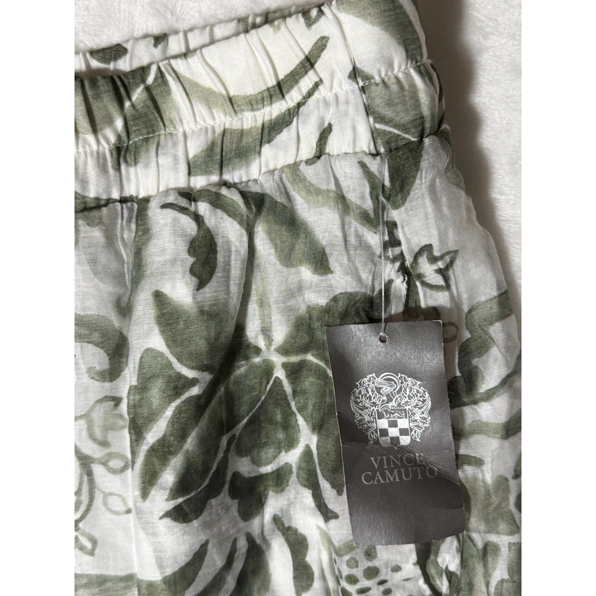Vince Camuto Women’s Plus 3X Green White Floral Cropped Drawstring Pants Pockets