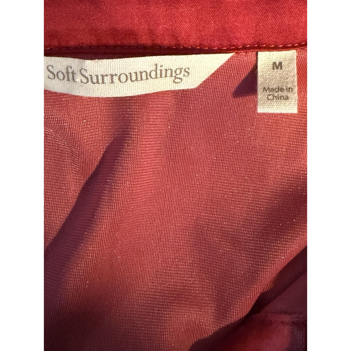 Soft Surroundings Reddish PinkVelvet Button Down Blouse Top Shirt SIze M