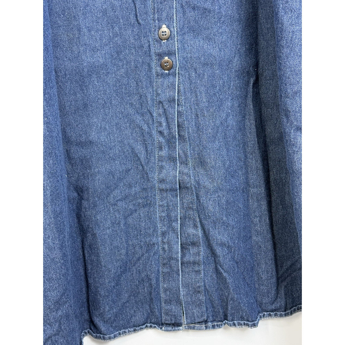 T&R Denims Embroidered Denim Sleeveless Midi Dress Womens L Button Front Vintage