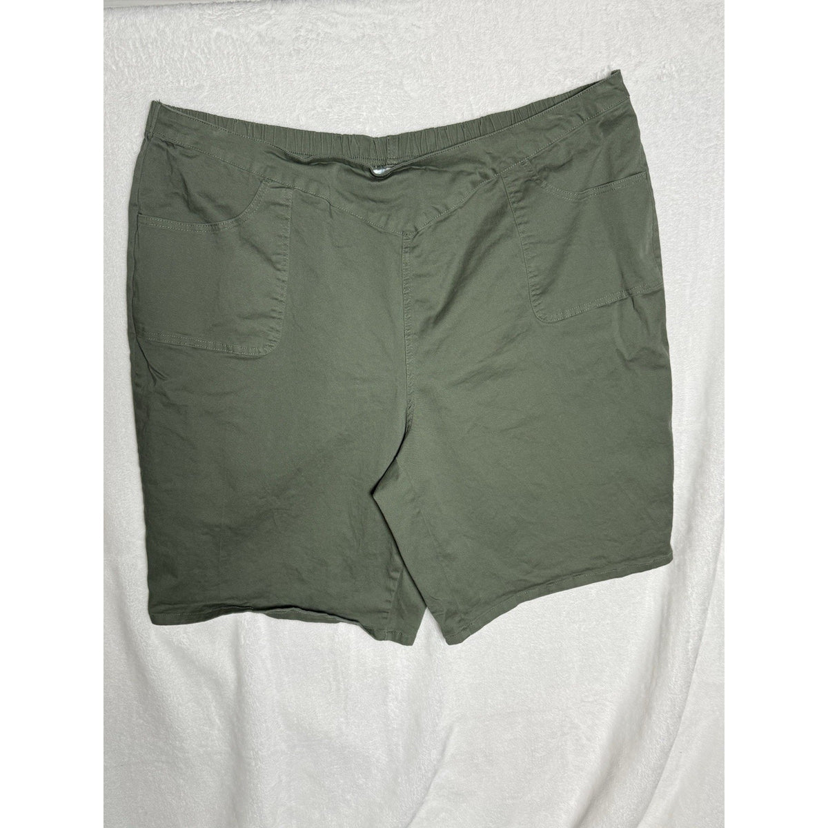 Denim & Co Womens 3X Olive Green Pull On Shorts Elastic Waist Pockets Stretch