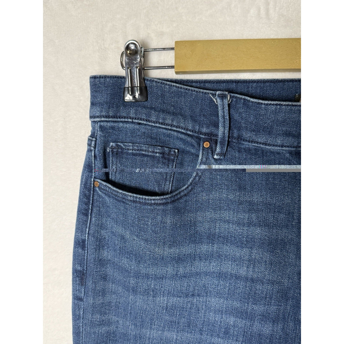 Ann Taylor Factory Jeans Womens 12 Blue High Rise Straight Leg Stretch Denim