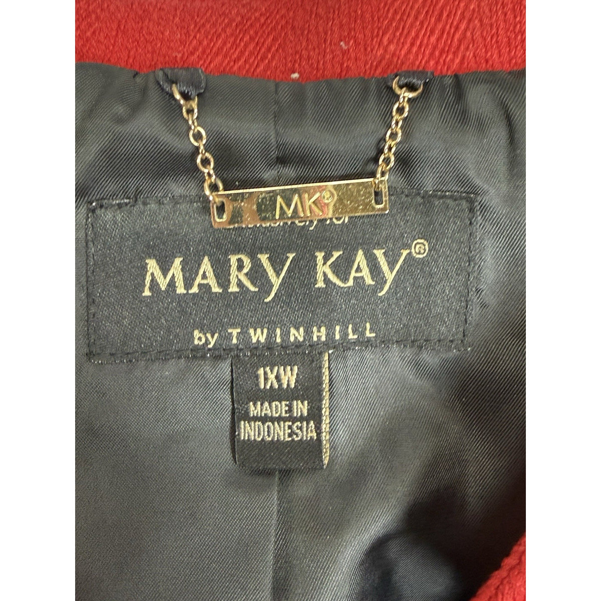 Mary Kay by Twinhill Red Blazer Jacket Women’s Size 1XW Gold Button Zip Pockets