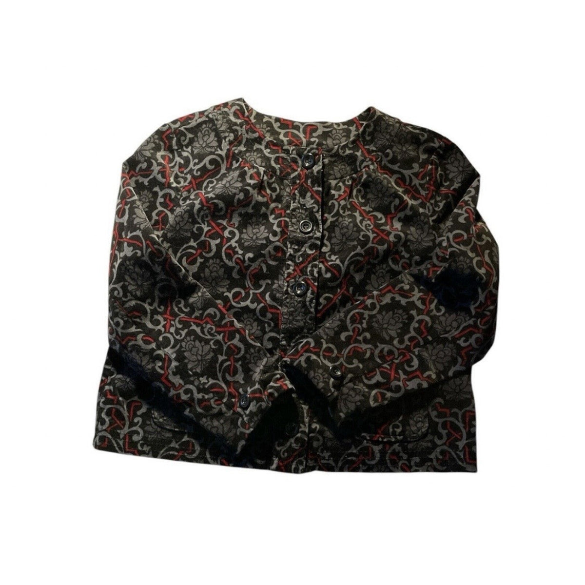 CHARTER CLUB WOMENS BLACK GREY RED STRETCH COTTON CORDUROY JACKET SIZE L