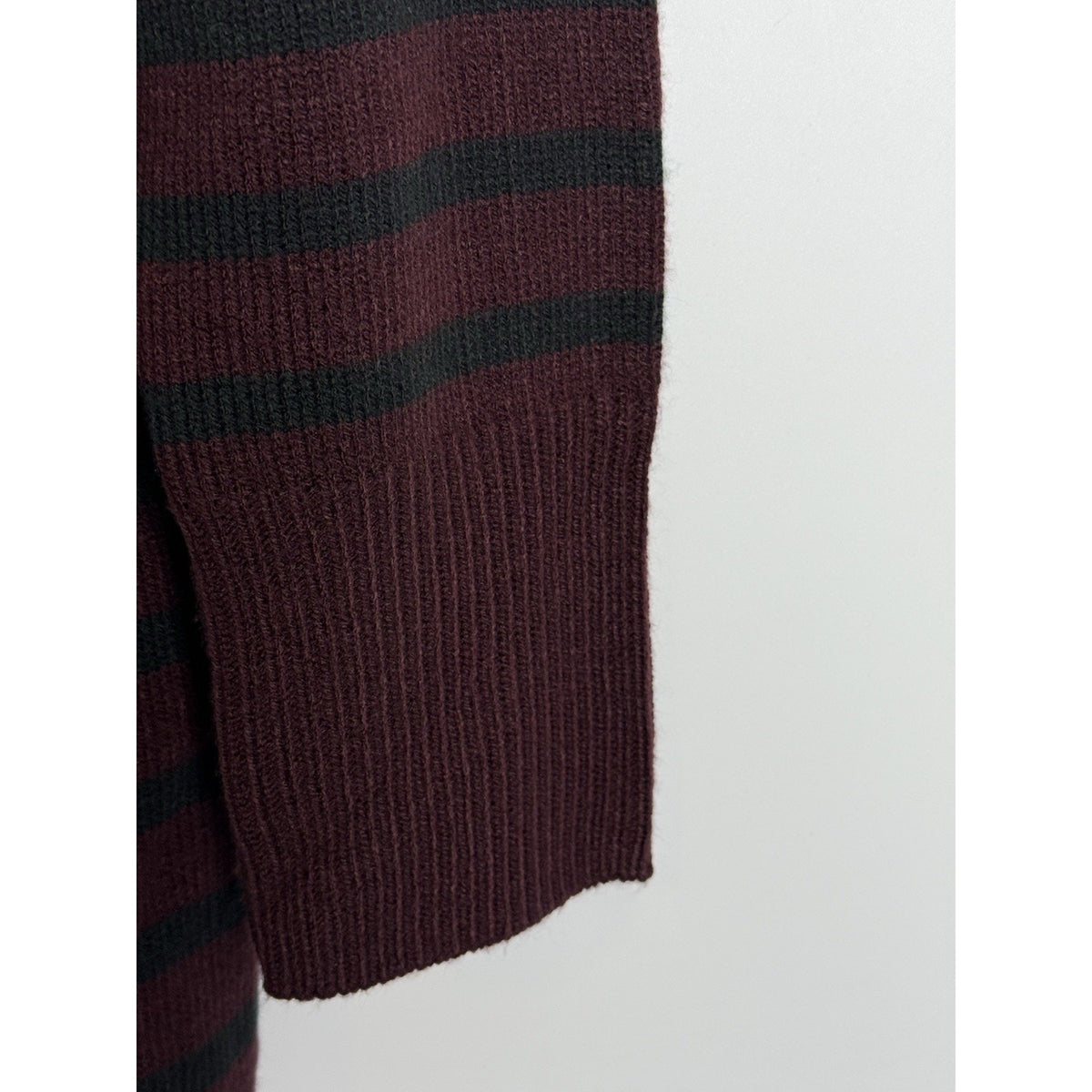New York & Company Burgundy Striped Sweater Dress L Mock Neck Button Shoulder