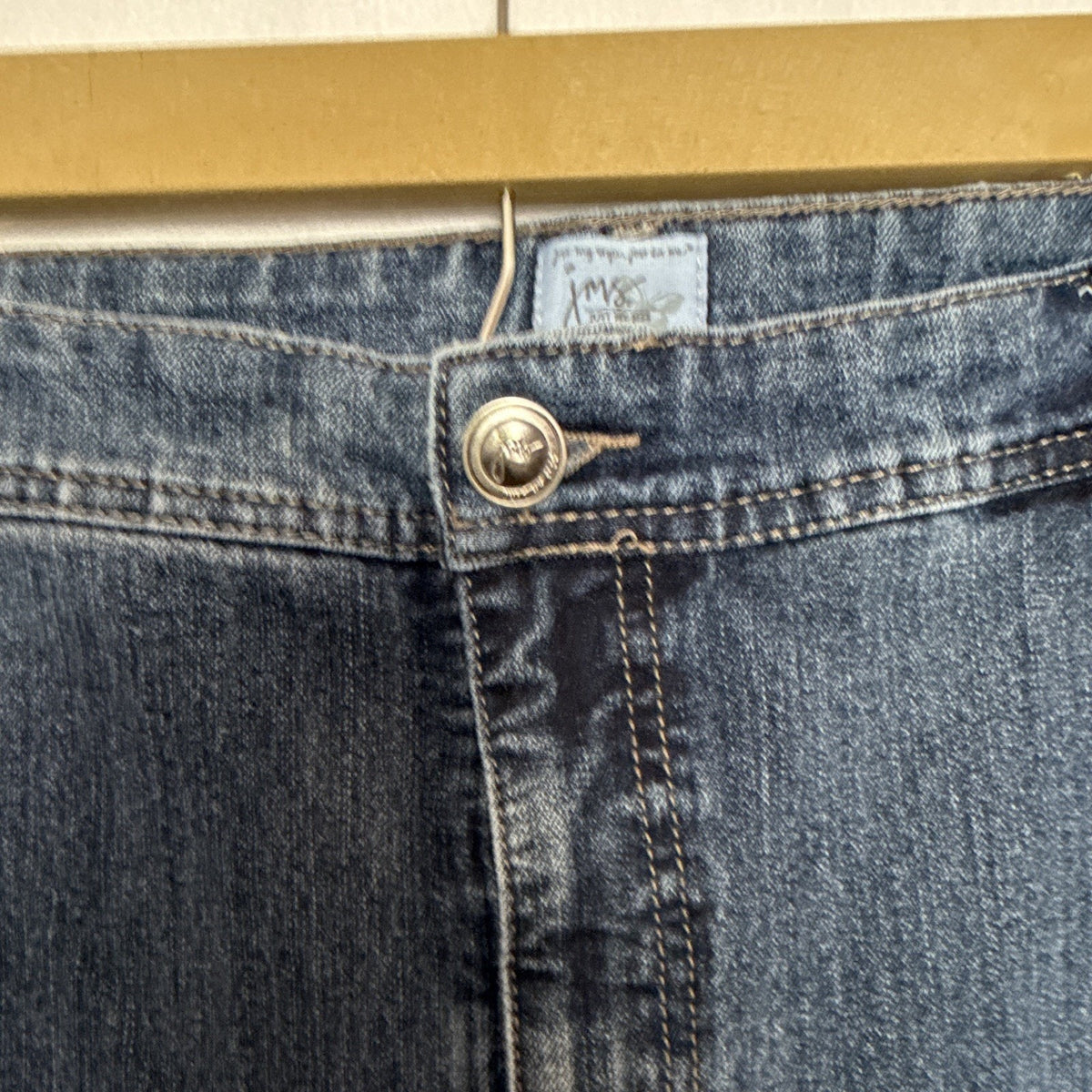 Just My Size JMS Women 24W Plus Blue Medium Wash Crop Jeans Stretch Straight