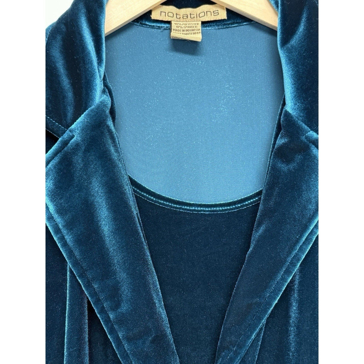 Notations XL Women’s Blue Velvet Faux Twin Set Blazer Jacket & Tank Attached