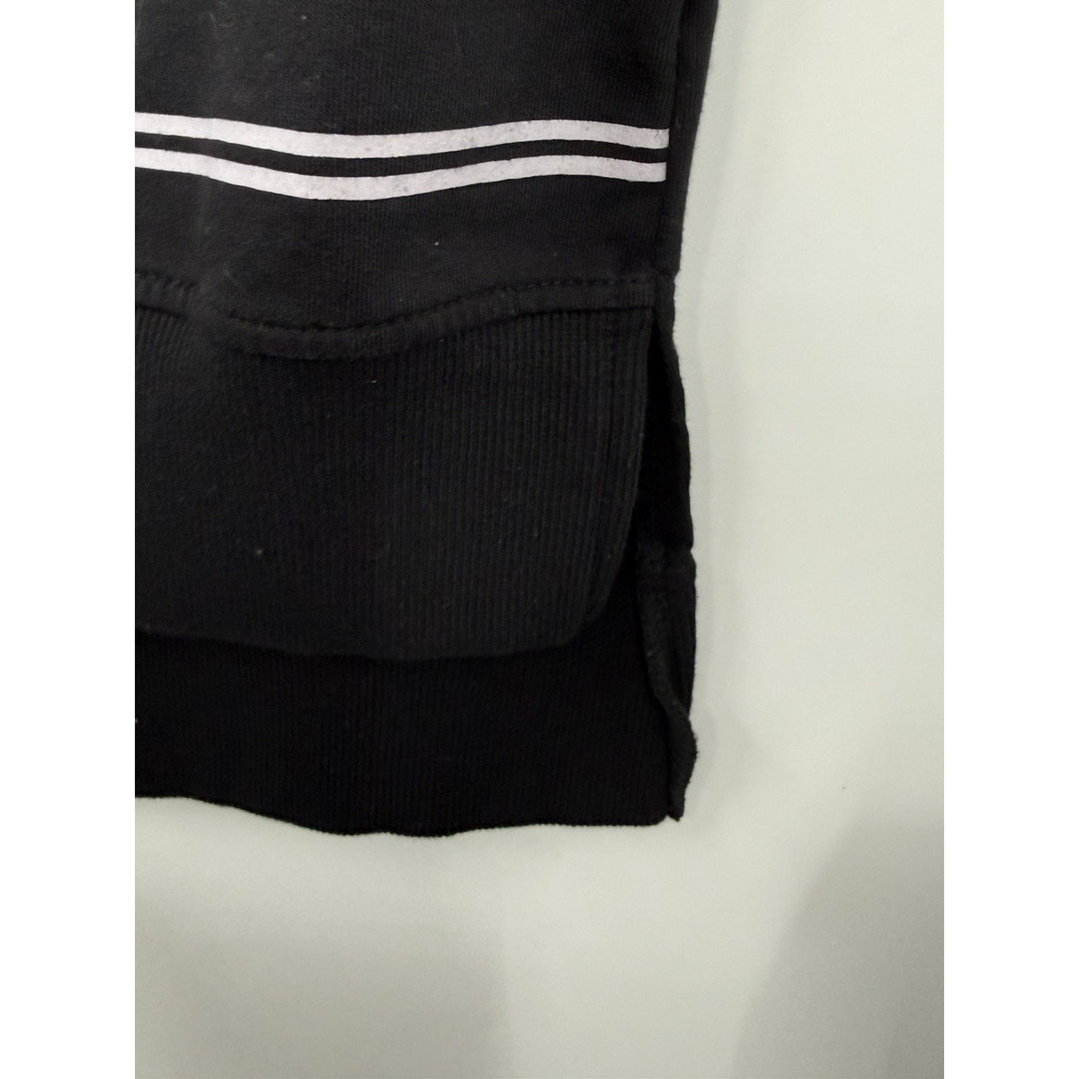 June + Vie 1X Black White Striped Hoodie Pullover Kangaroo Pocket No Drawstring