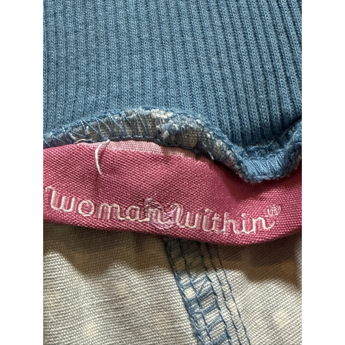 Woman Within 28W Blue Polka Dot Stretch Pants Natural Fit Tummy Control