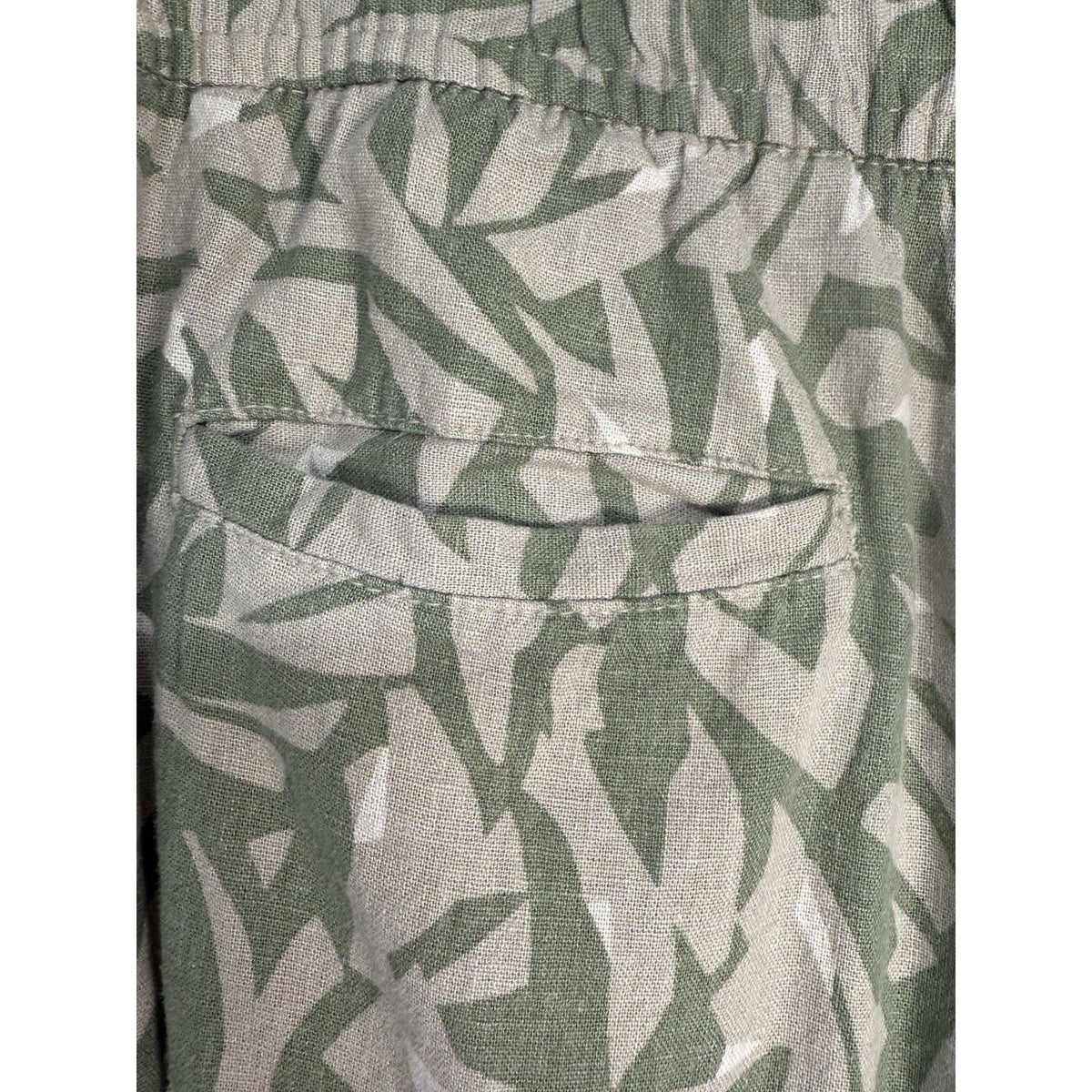 Old Navy Linen Rayon High Rise Straight Taper Pants Leaf Print L Tall