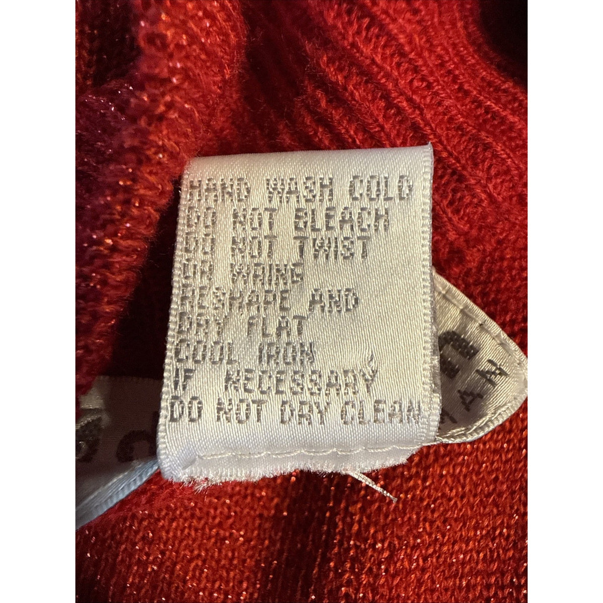 Vtg Dressbarn Woman Holiday Mockneck Sweater 14/16 Red Sparkle Shoulder Pads