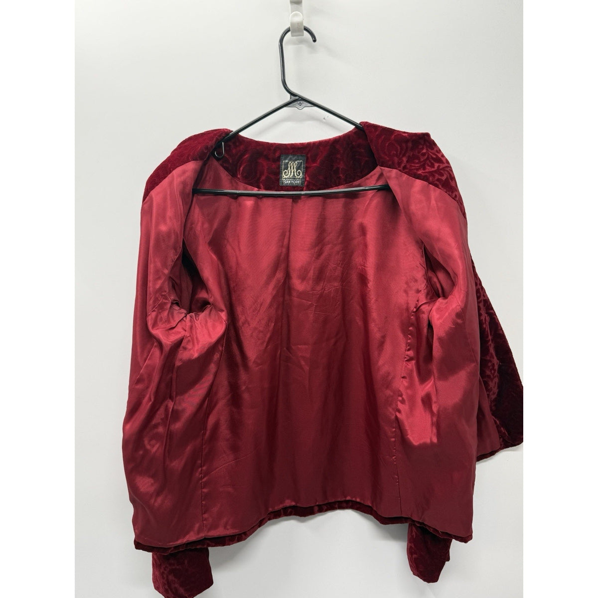San Moire Red Burnout Velvet Jacket Womens Floral Evening Gothic Romantic 22