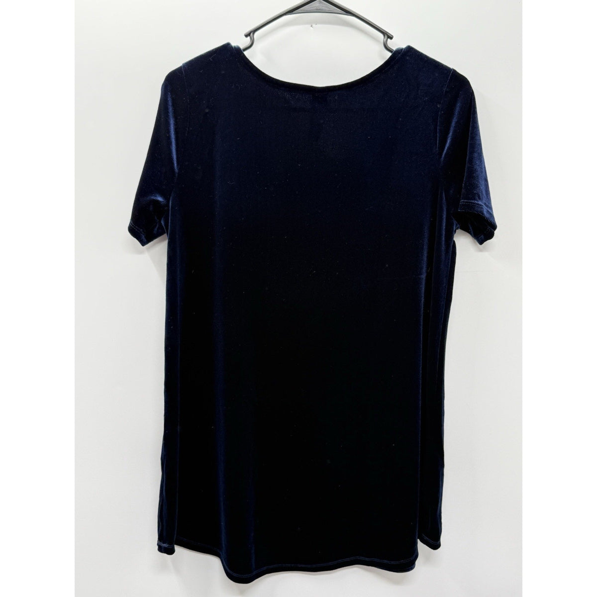 Agnes & Dora Blue Velvet Velour Top Womens Large Short Sleeve Stretch Tunic