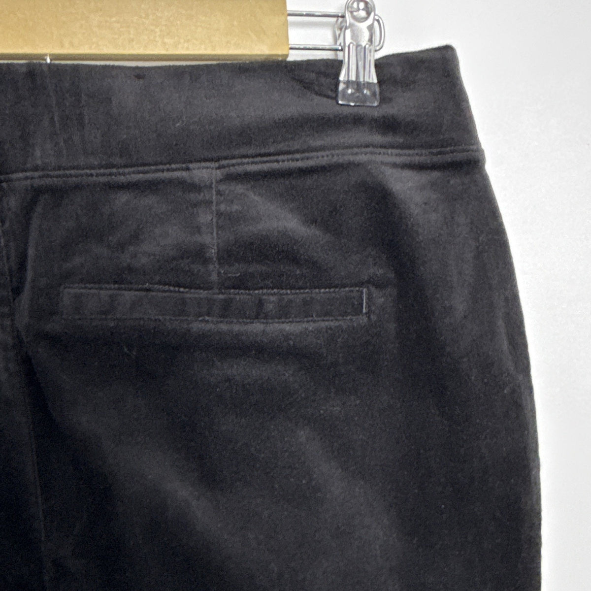 d&co. Women’s Size L Black Velour Pull On Pants Pockets Straight Leg High Rise