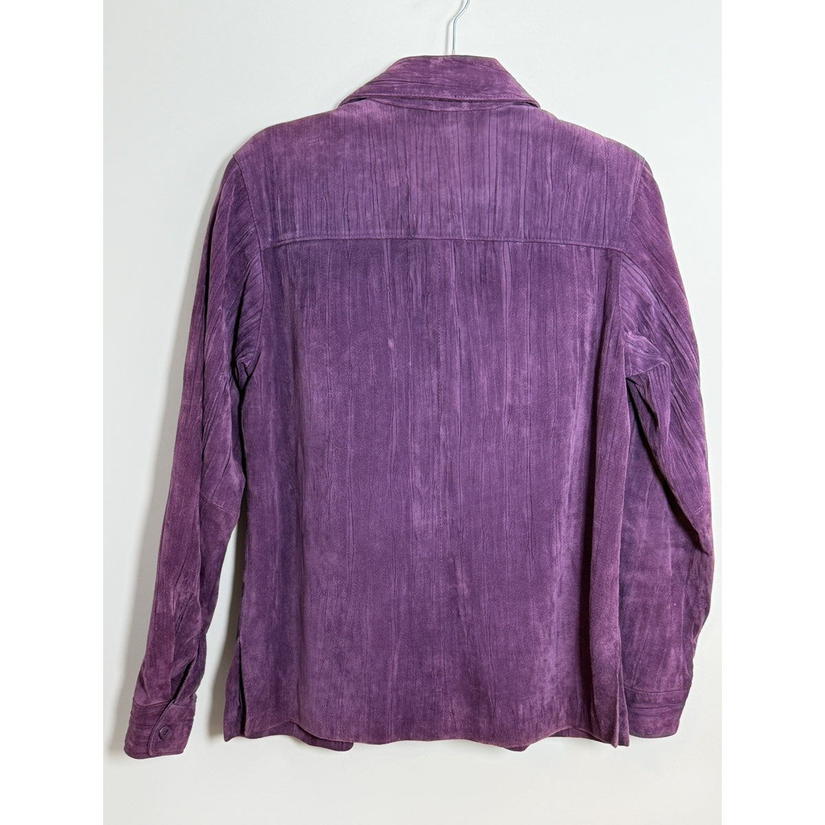 Women’s Small Coldwater Creek Vintage Purple Crinkle Suede Leather Jacket Y2K