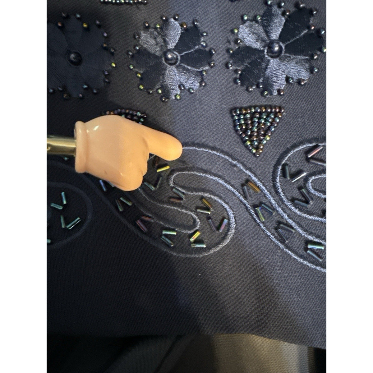 Justin Taylor Beaded Jacket Navy Blue Embellished Blazer Whimsigoth 18 Vintage
