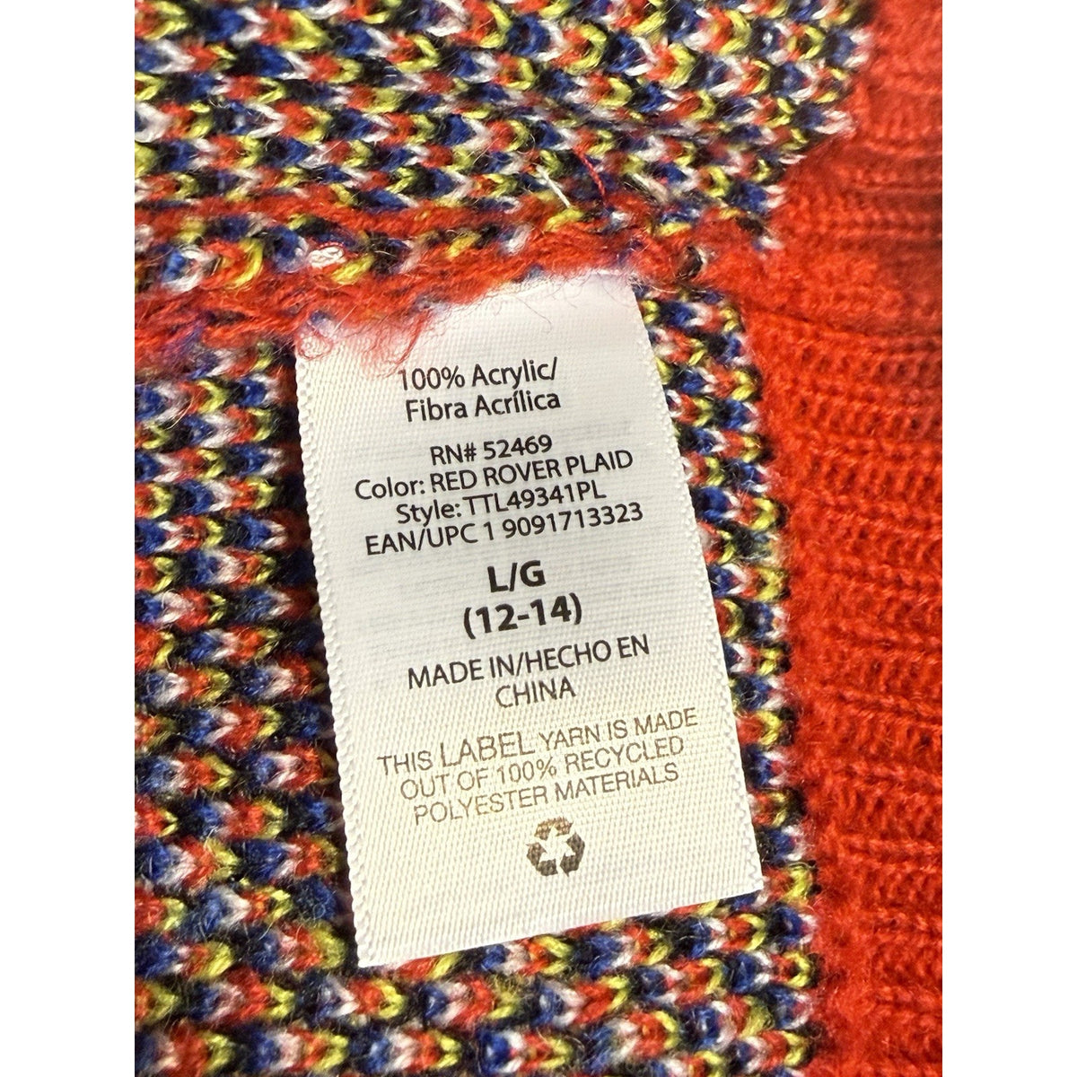 Time and Tru Red Plaid Knit Sweater Women Large 12–14 Cozy Fall Winter Pullover