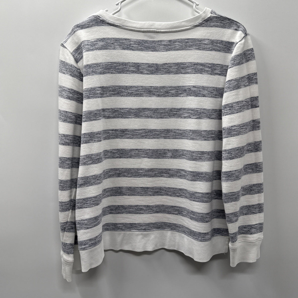 Talbots Womens Large Sweatshirt Sweater Long Sleeve Cotton Grey White Stripe